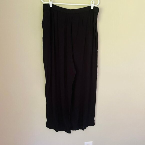 Ellos Black Lightweight Semi Sheer Elastic Waist Wide Leg Pants SZ 22W Petite - Picture 6 of 6